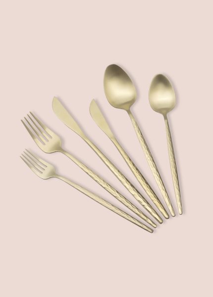 The Mia Shiny Çatal Kaşık Bıçak Takımı Mat Gold 36 Parça
