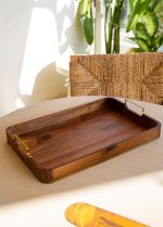The Mia Natura Akasya Metal Kulplu Tepsi Gold 45x30x5 cm - Görsel 2